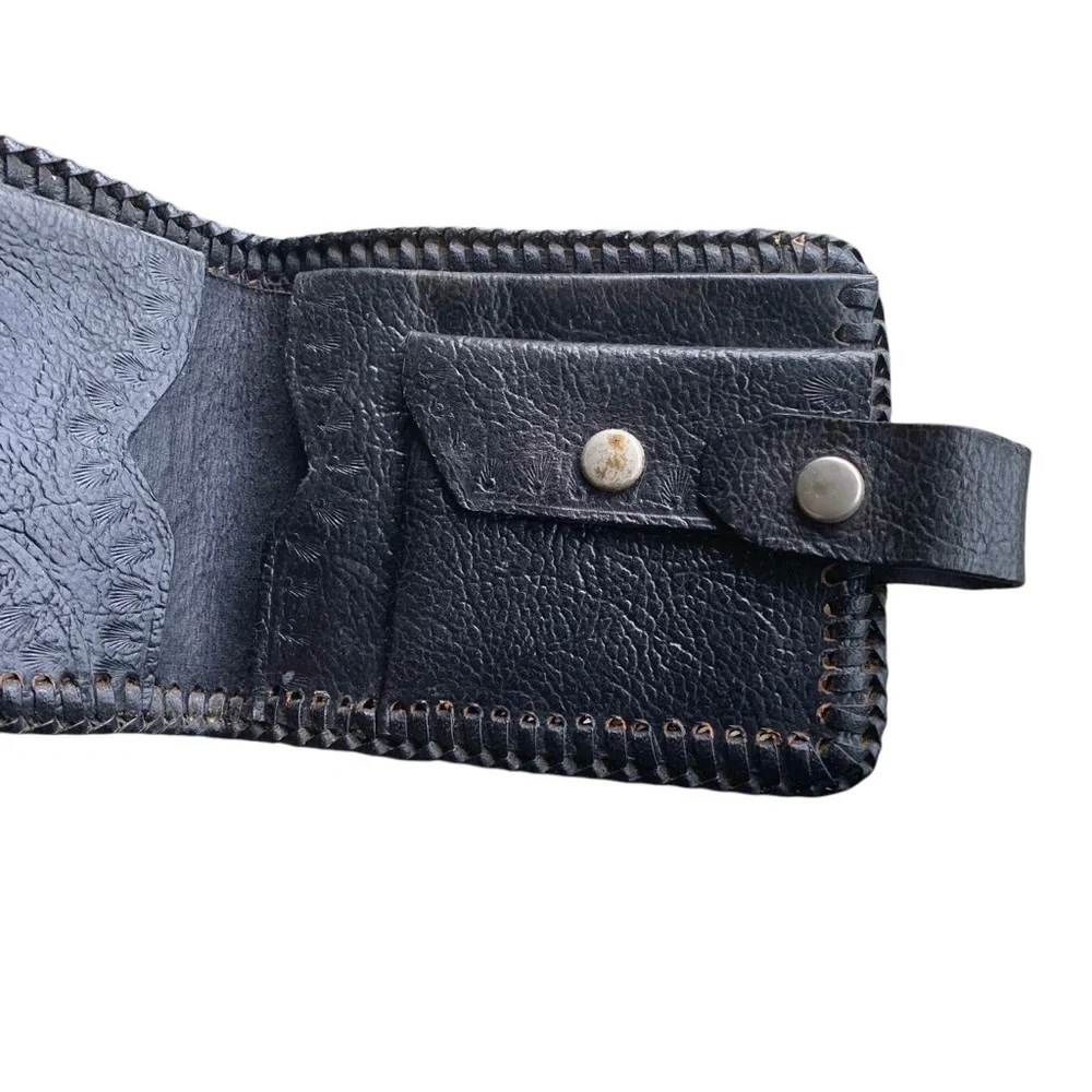 Vintage Tooled Leather Horse Wallet Bifold